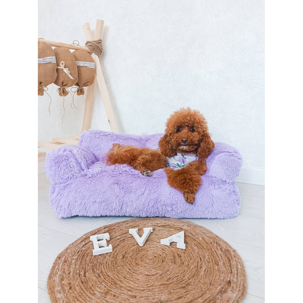 Меховой диван лежак для собак и кошек спальное место для животных съемны Incor сиреневый 10079 M (66х37х33) Киев - изображение 4