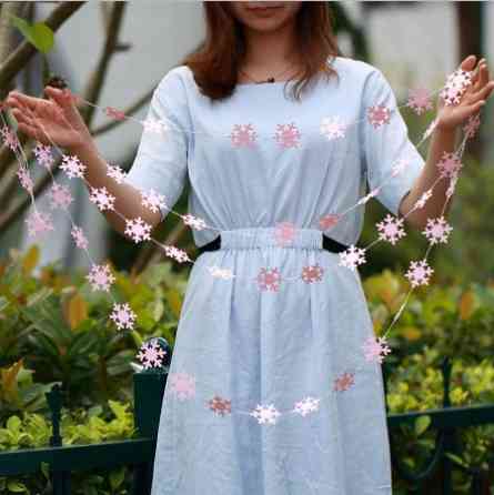 Гірлянда Сніжинки новорічна на нитці 4 м 5 см рожевий Київ