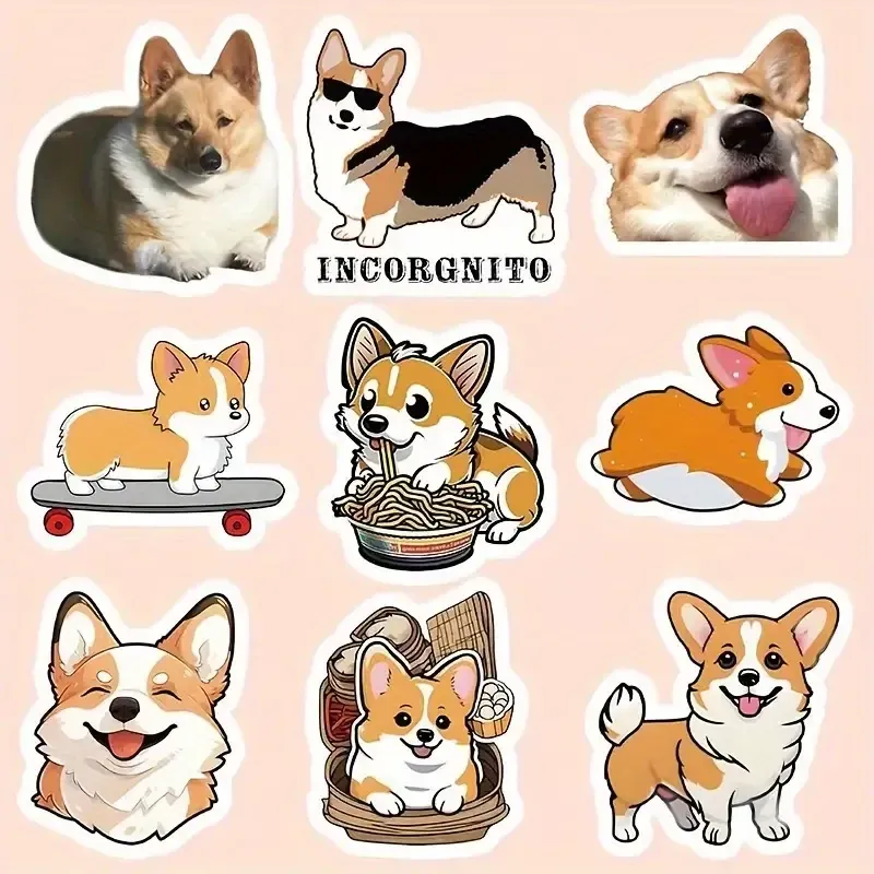 Набор наклеек «Корги» – 50 шт. виниловые водостойкие стикеры с милыми собачками Киев - изображение 10