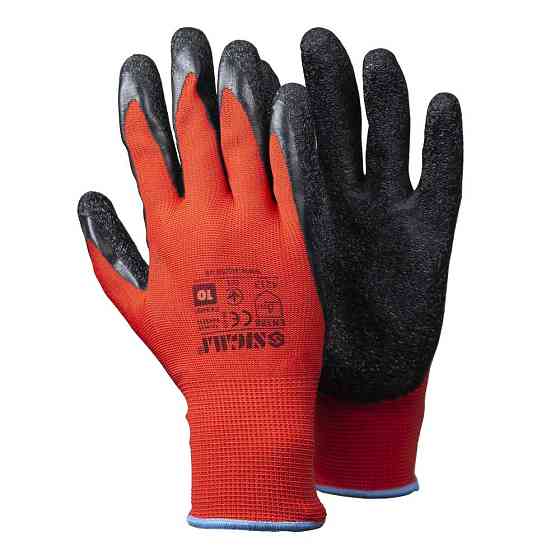 Sigma Перчатки трикотажные с частичным латексным вспененным покрытием р10 (черные, манжет) SIGM Киев