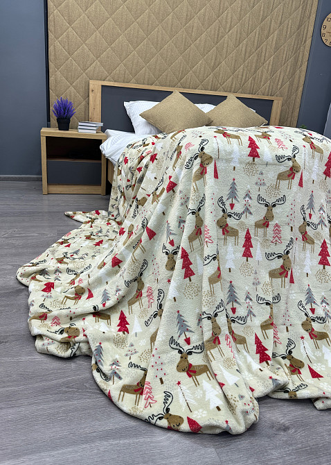 Плед-покривало Decorator WellSoft 150х210 см з різдвяним принтом Кремовий (87-176) Київ - фото 7