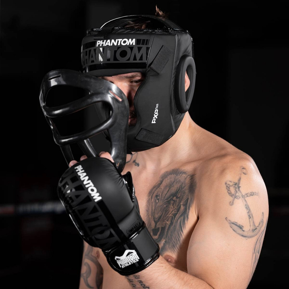 Боксерський шолом Phantom APEX Cage Black (капа в подарунок) Кам'янське - фото 9
