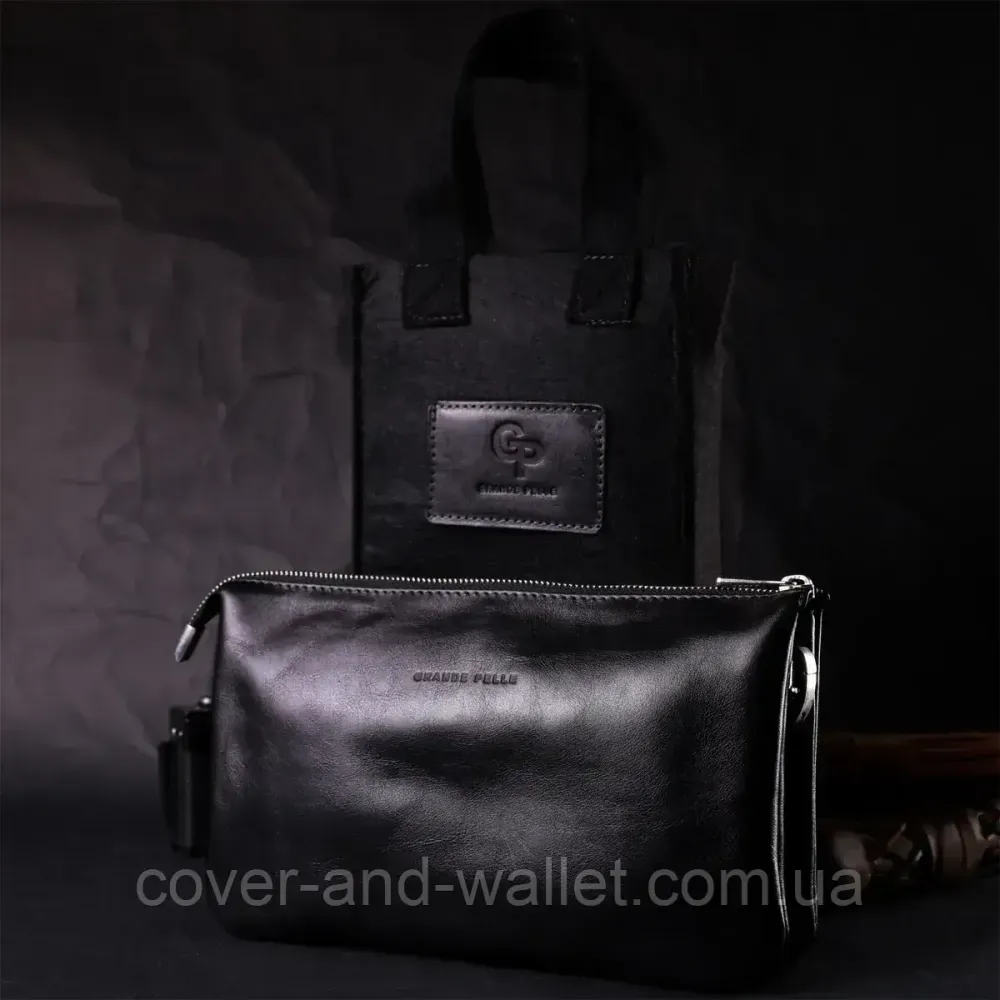 Класичний жіночий клатч із натуральної високоякісної шкіри чорного кольору Grande Pelle 70561001 Київ - фото 7