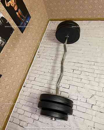 Штанга наборная W-образная на 57 кг Гантели, гири, штанги и диски с пластиковым покрытием Киев