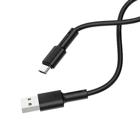 Кабель USB - Type-C BOROFONE BX31 2.4A 1m силіконовий TPE конектори колір чорний BX31CB Одеса