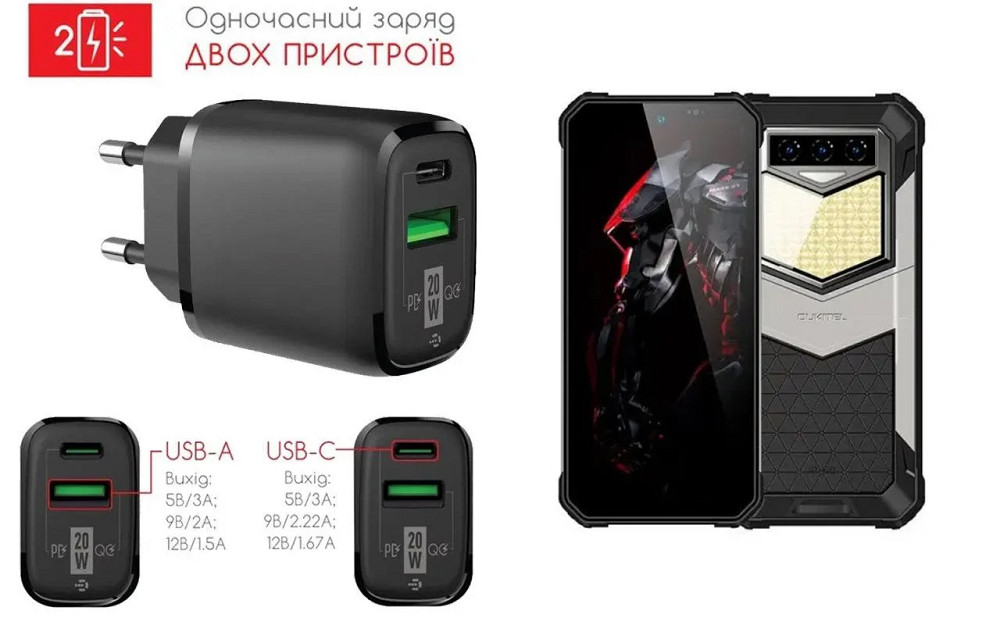 Сетевое зарядное устройство для OUKITEL WP26, 20W 3A, Quick Charge 3.0 Киев - изображение 1