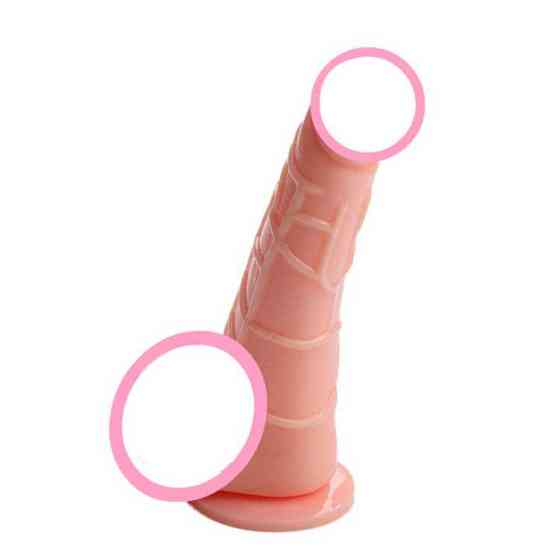 Реалістичний гнучкий фалоімітатор на присосці - 16*12*3,3 см - Тілесний Вінниця