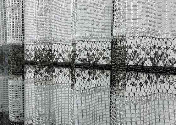 Тюль сетка VR-Textil Juli № 1232т Арка на кухню цвет серый с черным 500х150 см (53-0161) Киев