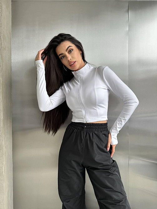 Женский прогулочный костюм двойка: кофта и штаны микродайвинг + плащевка Белый 2, 46/48 Одесса - изображение 4