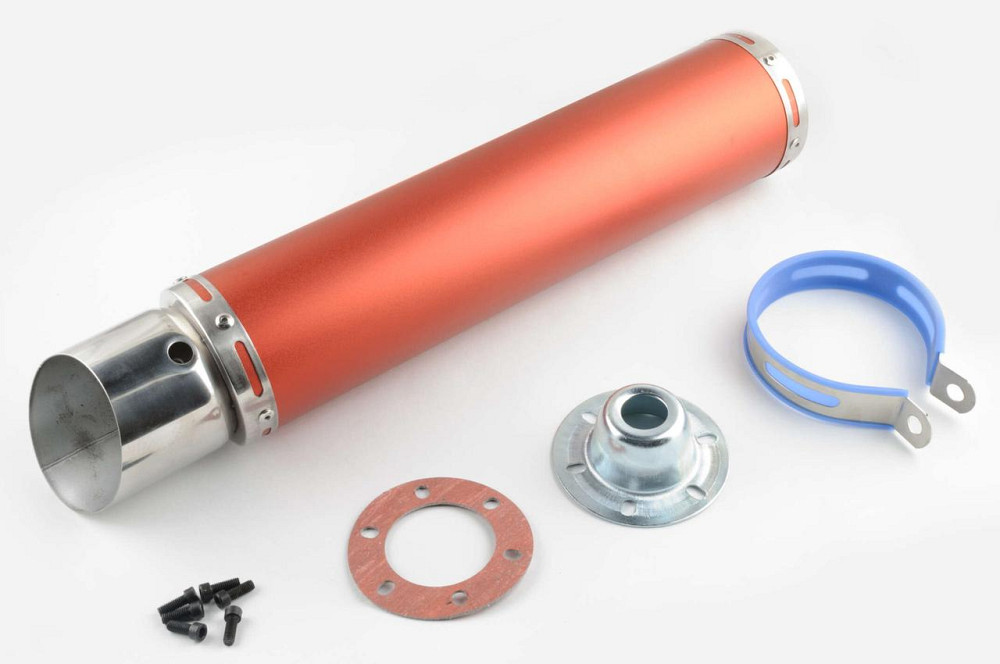 Глушитель (тюнинг) 420*10 см, креп. Ø78mm (нержавейка, красный, прямоток, mod:2) Мукачево - изображение 1