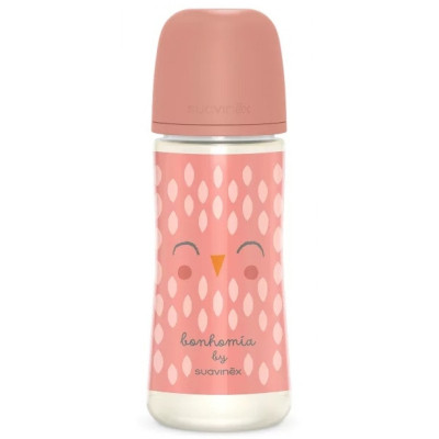 Пляшечка для годування Suavinex Bonhomia, повільний потік, 360 мл, рожева (307837) Вінниця - фото 1