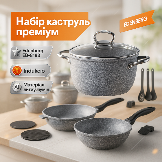 Набор посуды для дома, Набор кастрюль хорошего качевства, Кастрюли посуда для электрических плит GV-95 Львов