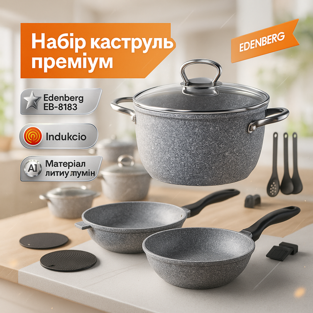 Набор посуды для дома, Набор кастрюль хорошего качевства, Кастрюли посуда для электрических плит GV-95 Львов - изображение 5
