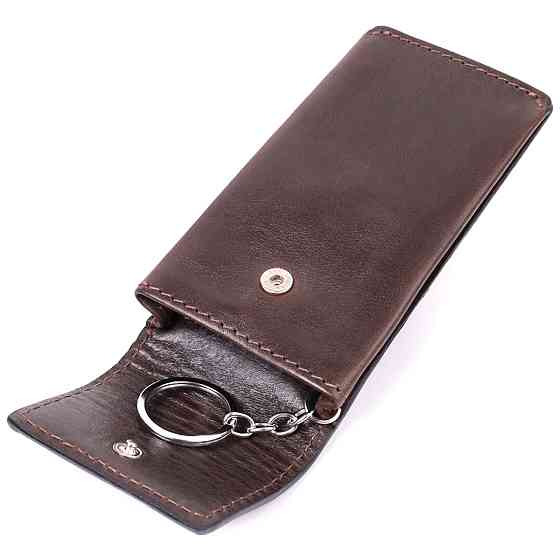 Оригінальна ключниця у вигляді футляра з натуральної шкіри Коричневий (GRANDE PELLE) Київ