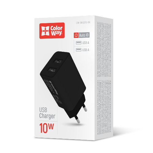 Зарядний пристрій мережевий 2USB 2,1А 10W чорний ColorWay CW-CHS015-BK Житомир - фото 2