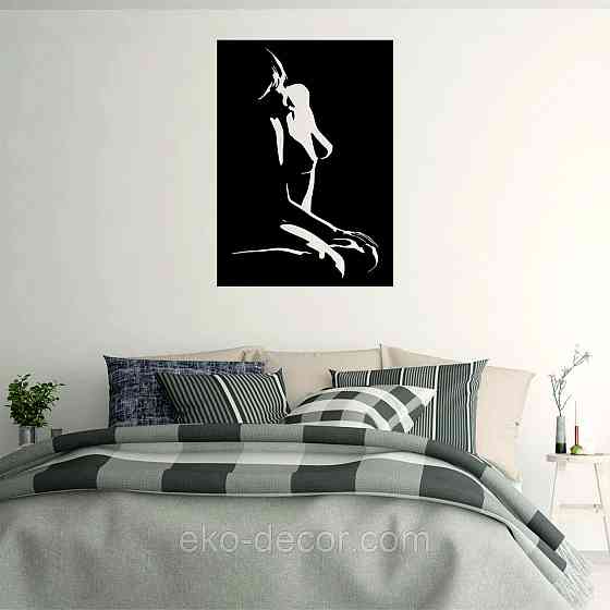 Декоративное настенное Панно «Силуэт женщины», Декор на стену 90*64 см, Черный Киев