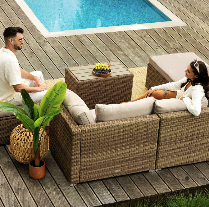 Набір садових меблів зі столом і кріслами для дому саду дачі комфортна зона відпочинку Di Volio Alzano бежевий Київ - фото 8