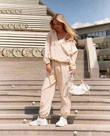 Женский стильный повседневный костюм двухнитка Бежевий, 42/46 Одесса