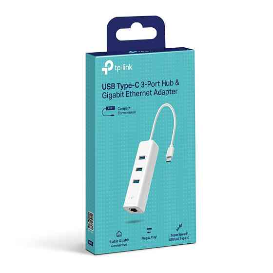 Мережевий адаптер TP-Link UE330C (USB-C 3.0, 10/100/1000Mbps, 3xUSB 3.0 HUB) ( 13548 ) Харьков