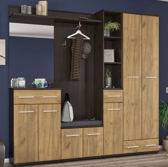 Тумба Трио 2Д для обуви с подушкой - Венге / Дуб крафт Ш60хВ46хГ32 Львов