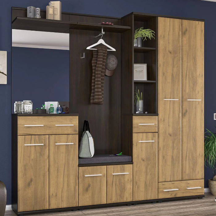 Тумба Трио 2Д для обуви с подушкой - Венге / Дуб крафт Ш60хВ46хГ32 Львов - изображение 3