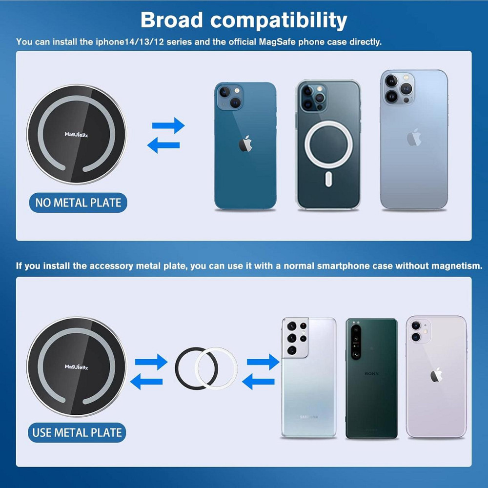 Автодержатель для телефона Magsafe магнитный, поворотный, на дефлектор и панель, серебристый держатель в авто Киев - изображение 5