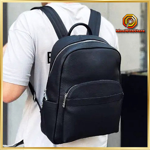 Якісний чоловічий рюкзак з натуральної шкіри чорний міцний ранець на кожен день Tiding Bag Київ - фото 1