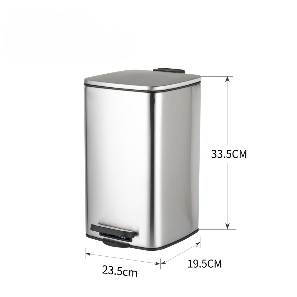 Відро для сміття з плавним закриттям квадратне Zerix Kubix-TC0108 SS Color 8л колір нержавійка (ZX5891) Київ - фото 6