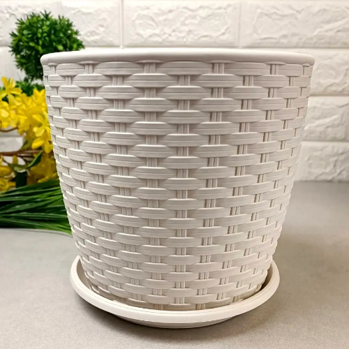 Вазон Ротанг з підставкою 30*27,5см біла троянда Алеана Житомир