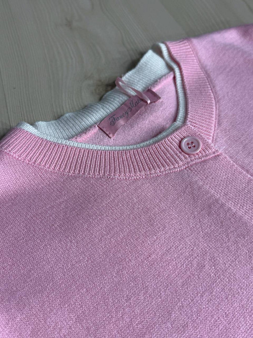 Кардиган жіночий Fancy Matinee 1527 на ґудзиках з контрастним коміром, рожевий, one size Київ - фото 2