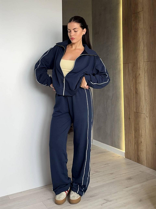 Жіночий стильний повсякденний костюм двонитка Синій, 42/44 Одеса - фото 1