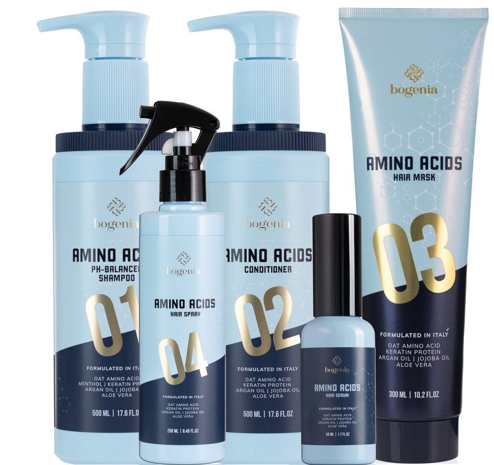 Набір для догляду за волоссям Bogenia Amino Acids (Шампунь Кондиціонер Маска Термозахист Сироватка) Запоріжжя - фото 1