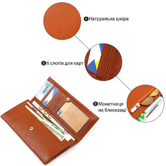 Женский удобный кошелек из натуральной кожи CANPELLINI 21829 Коричневый Киев
