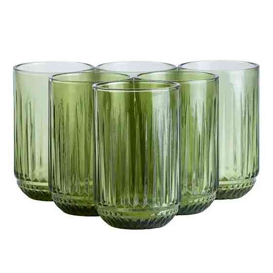 Набір склянок 6 штук 450 мл скляні зелений HP4146 Київ