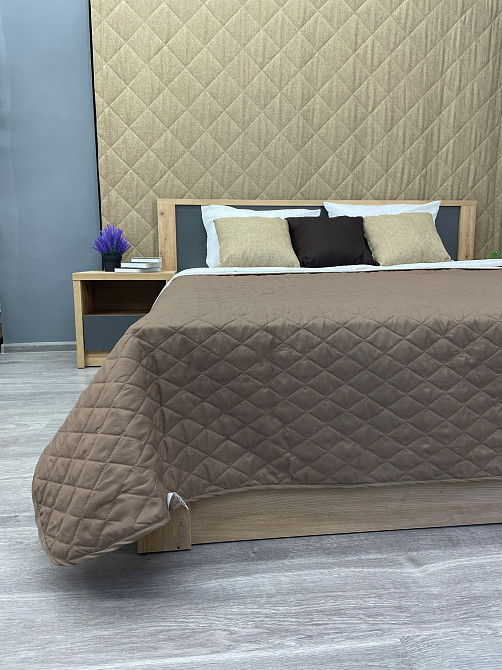 Покрывало двустороннее Decorator Microfiber ромб 140х215 см капучино с бежевым (85-003) Киев - изображение 5