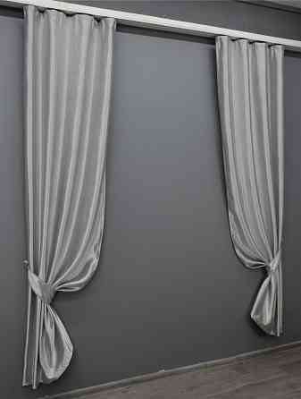 Комплект готовых штор VR-Textil Блэкаут № 172ш Серый с синим 100х250 см 2шт (31-665) Киев