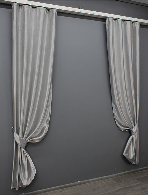 Комплект готовых штор VR-Textil Блэкаут № 172ш Серый с синим 100х250 см 2шт (31-665) Киев - изображение 3