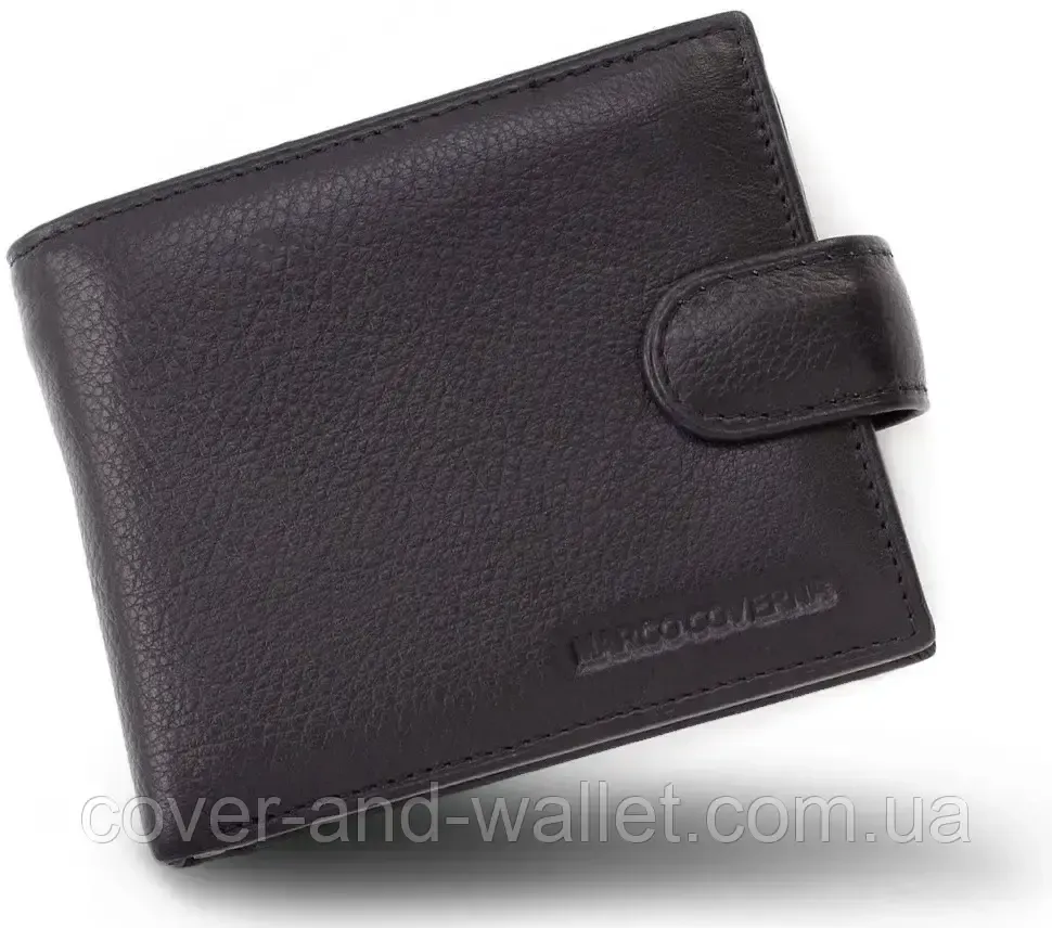 Солидный мужской кошелек из натуральной кожи черного цвета Marco Coverna BK 010-805 Киев - изображение 2