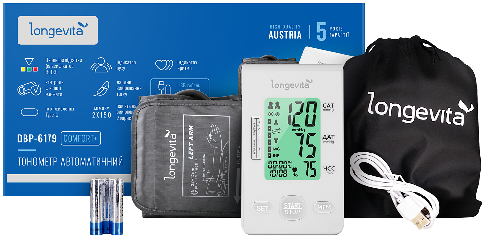 Автоматический тонометр Longevita DBP-6179 (6900284) Киев - изображение 1