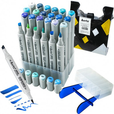 Художественный маркер Arrtx Спиртовые Oros ASM-03BU 24 цвета, синие оттенки (LC302529) Винница - изображение 1