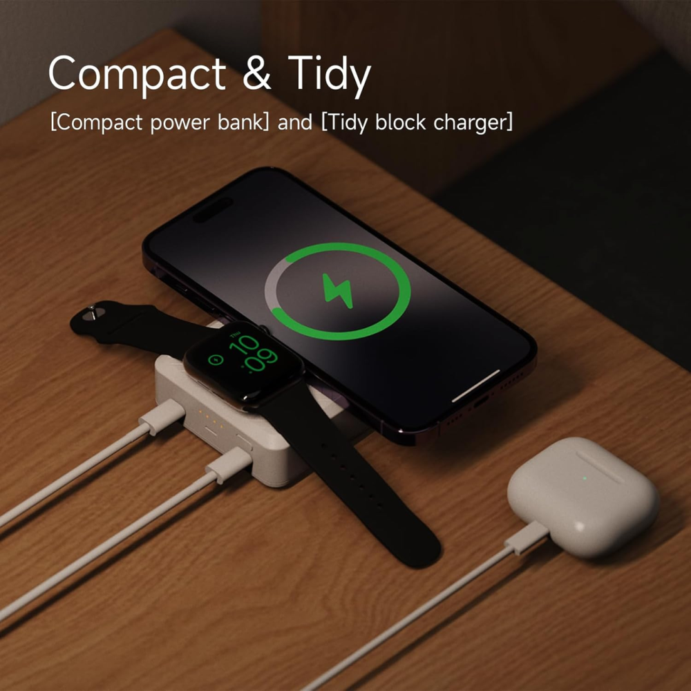 Повербанк LIMETA PB50 DW 15000 мАг MagSafe PD 36W з бездротовою зарядкою для iPhone та Apple Watch, Bluetooth, USB-C, білий Київ - фото 20