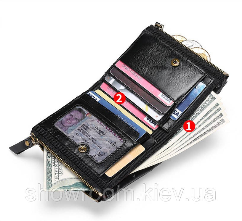 Чоловіче шкіряне портмоне на кнопці Leather Collection (2766) Київ - фото 3