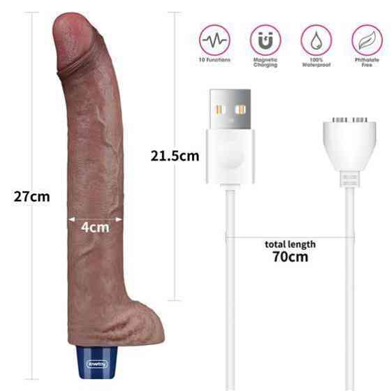 Вібратор - Real Softee Rechargeable Silicone Vibrating Dildo 11" Sex Aura Київ