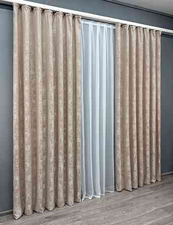 Комплект готовых штор VR-Textil Жакард Sultan YL № 1290ш Бежево-пудровый 200х290 см 2 шт (32-303) Киев