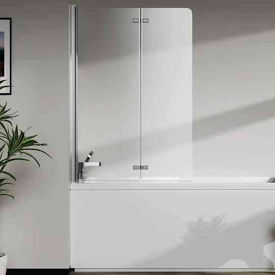 Скляна шторка для ванни AVKO Glass RDW02-J2 50+40x140 Silver перегородка для ванної Київ