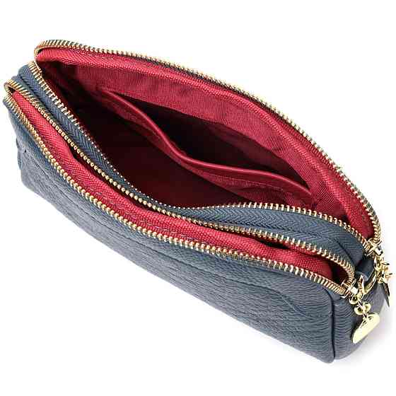 Модна сумка на два відділення з натуральної шкіри Vintage 22355 Синя Київ