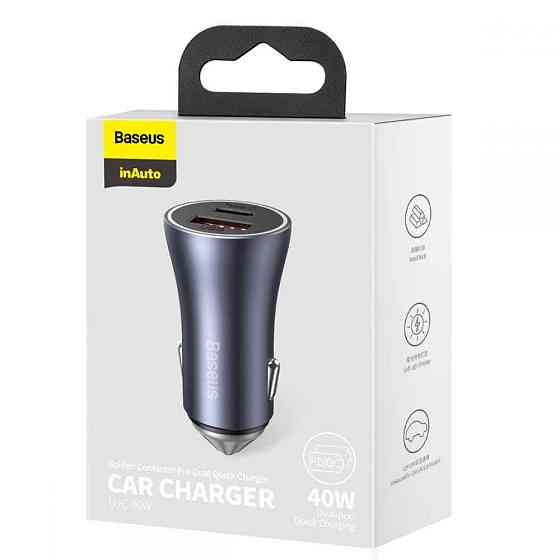 Автомобільний зарядний пристрій Baseus Golden Contactor Pro Dual Quick Charger U+C 40W Dark Gray CCJD-0G Одеса
