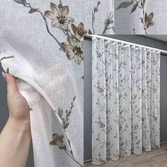 Тюль VR-Textil 1540т Flora Батист Белый с кофейным 250х270 см (42-1054) Киев