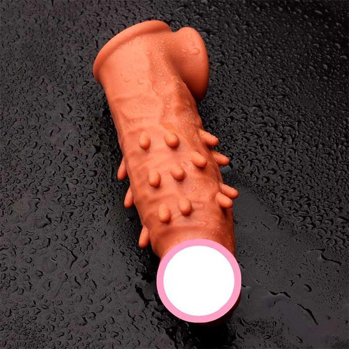 Насадка на пенис с фиксацией мошонки и шипами Toyfa XLover - Телесный Винница - изображение 5