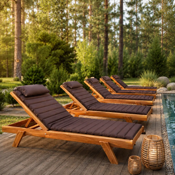 Матрац із подушкою на шезлонг (лежак) BritGarden (0.6 х 1.9 м) водонепроникний Коричневий Вінниця